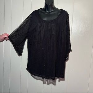 Gold Glitter chiffon black and gold blouse. 2x. Definitely a party blouse!
